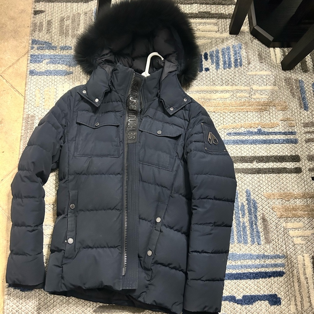 Navy Puffer Jacket with Hood